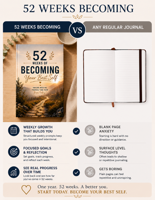 52 Weeks Becoming Journal vs Regular black journal image