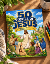 50 Stories of Jesus – Bible Story and Coloring Book for Kids
