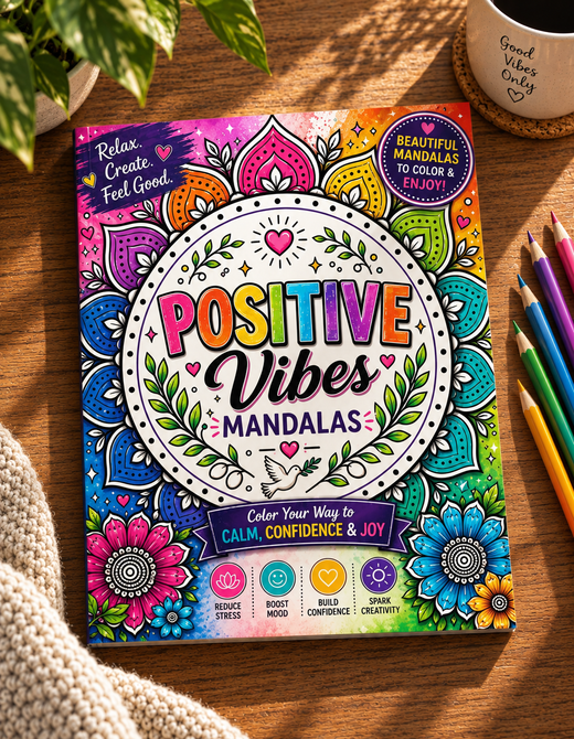 Positive Vibes Mandalas: An Uplifting Affirmation Coloring Book