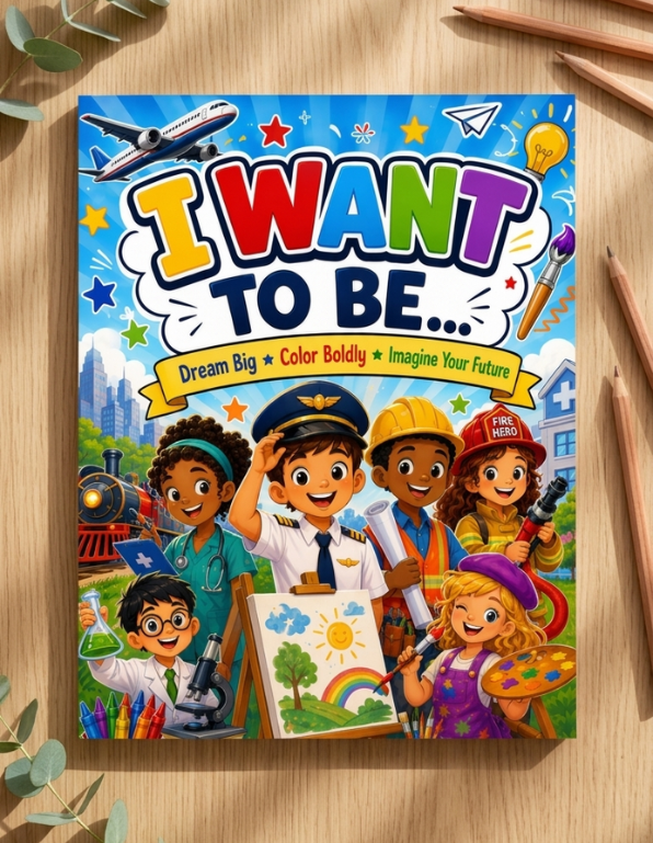 I Want To Be Front Cover Kids Coloring Book