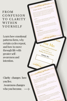 Personal growth journal with text on a white background